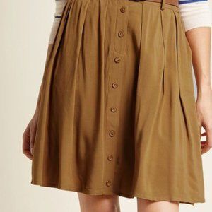 Modcloth Brown Bookstore's Best Belted A-Line Skirt - Women